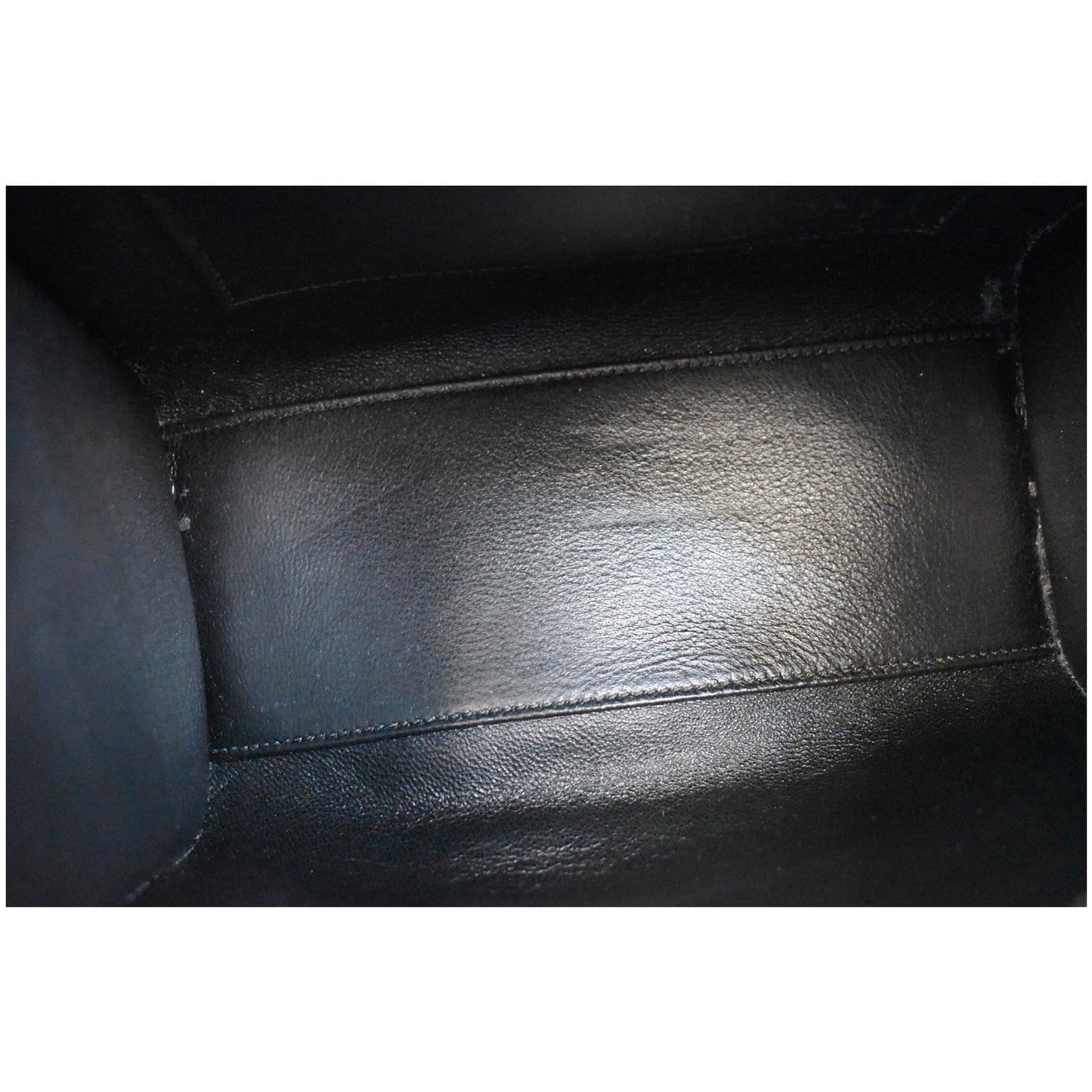 CELINE Micro Luggage Bi-Color Lizard Calfskin Tote Bag Black