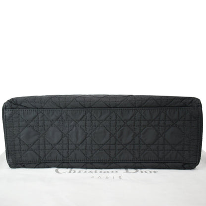 CHRISTIAN DIOR Lady Dior Vintage Nylon Cannage Canvas Tote Bag Black