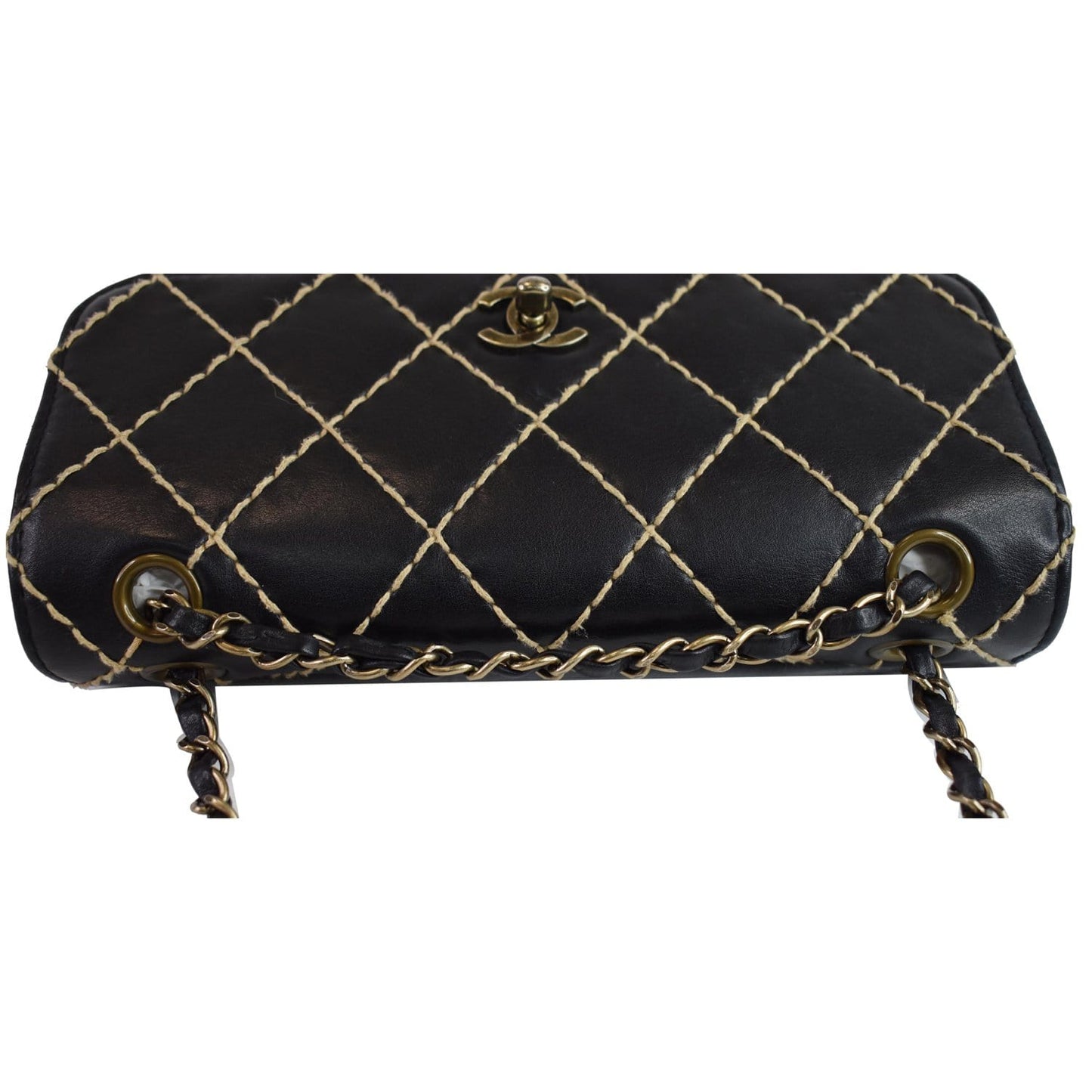 CHANEL Wild Stitch Quilted Calfskin Flap Shoulder Bag Black
