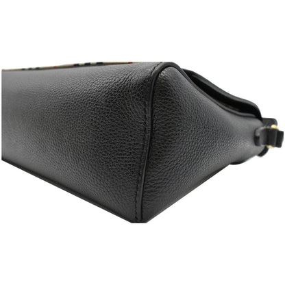 BURBERRY Vintage Check Note Grainy Leather Crossbody Bag Black