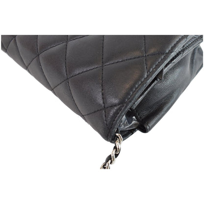 CHANEL Wallet On Chain Lambskin Leather WOC Crossbody Bag Black