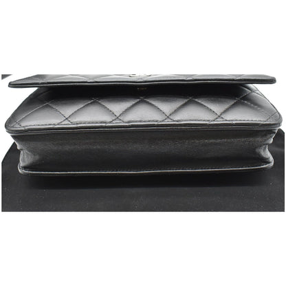 CHANEL WOC Lambskin Leather Chain Crossbody Bag Black