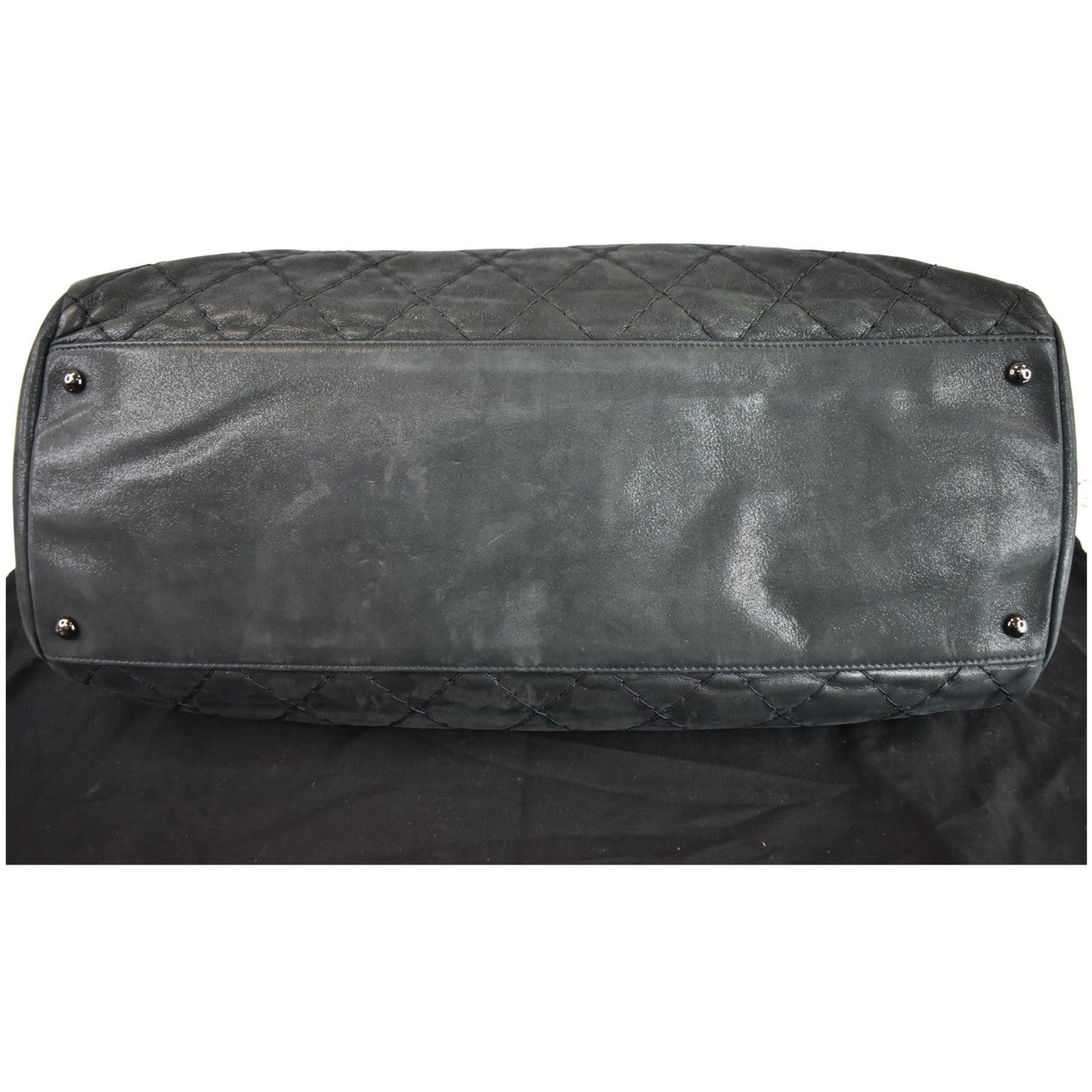 Chanel Just Mademoiselle Maxi Iridescent Leather Bowling Bag Black