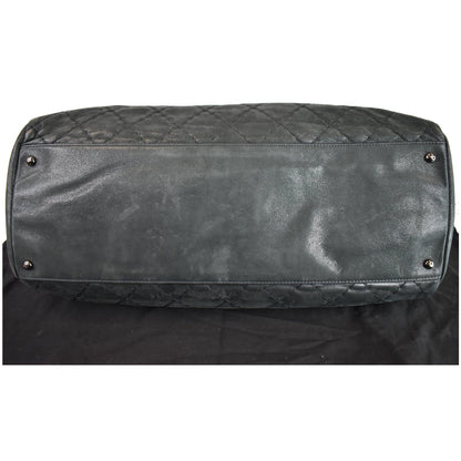 Chanel Just Mademoiselle Maxi Iridescent Leather Bowling Bag Black