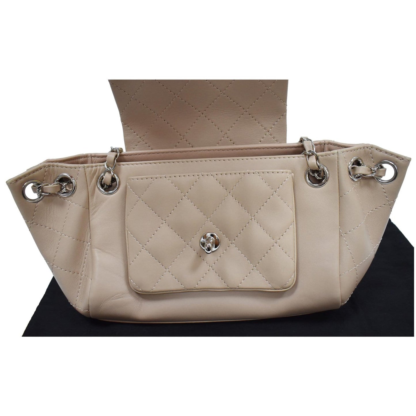 CHANEL CC Accordion Lambskin Leather Shoulder Bag Beige - 10% OFF