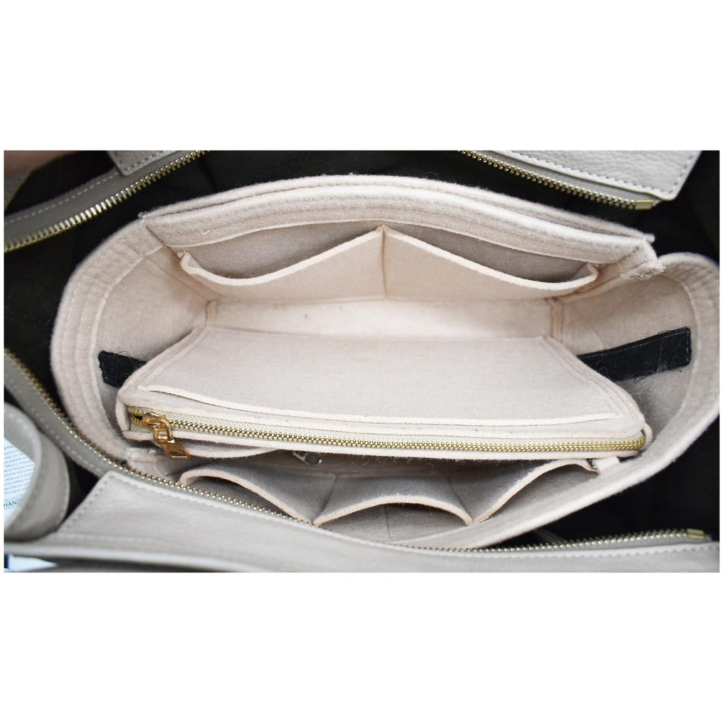 CELINE Drummed Mini Luggage Calfskin Leather Tote Bag Dune
