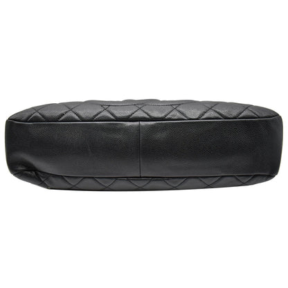 CHANEL Timeless CC Soft Quilted Caviar Leather Shopping Tote Bag Black