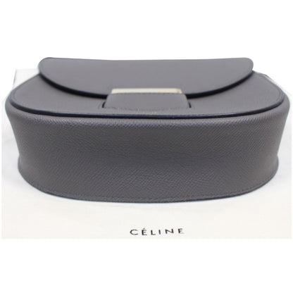 CELINE Trotteur Small Grained Calfskin Leather Shoulder Bag Grey