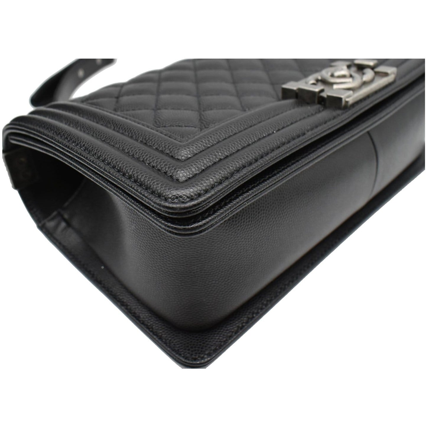 CHANEL Medium Boy Flap Caviar Leather Shoulder Bag Black