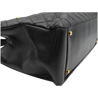 CHANEL XL Grand Quilted Caviar Leather Shopping Tote Bag Black