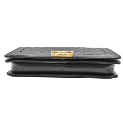 CHANEL Medium Boy Flap Caviar Leather Shoulder Bag Black