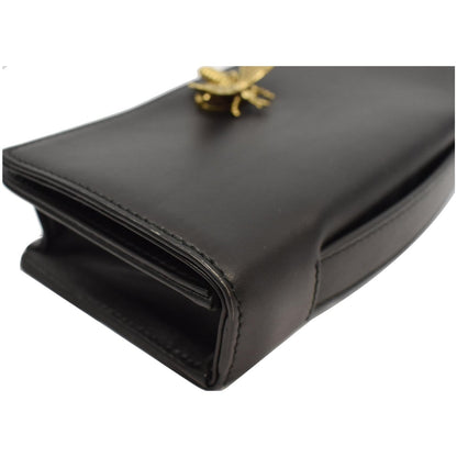 CHRISTIAN DIOR Bee Leather Pouch Clutch Bag Black - 20% OFF