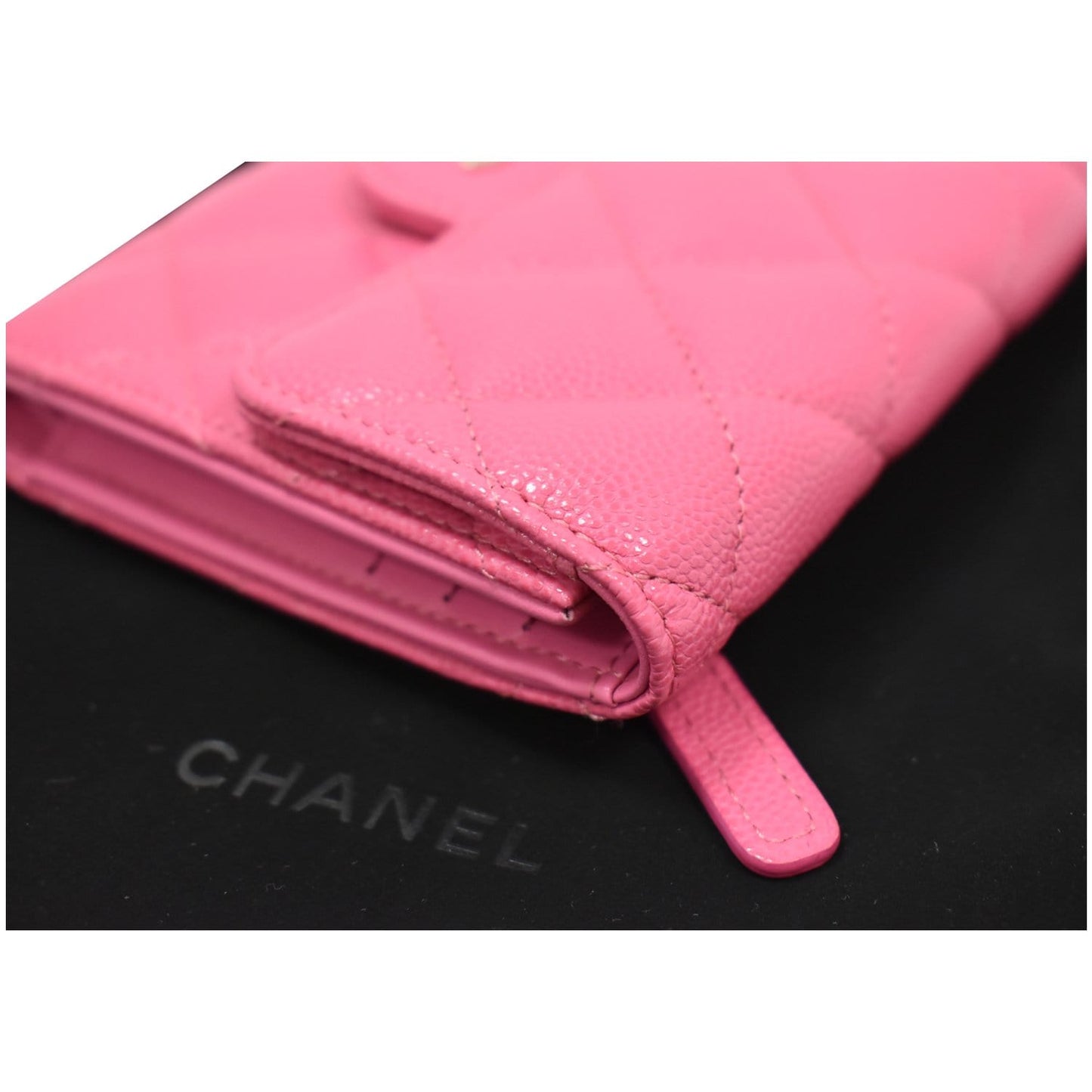 CHANEL CC Card Holder Caviar Quilted Leather Flap Wallet Pink