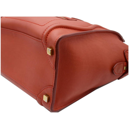 CELINE Micro Luggage Calfskin Leather Tote Bag Red - 25% OFF