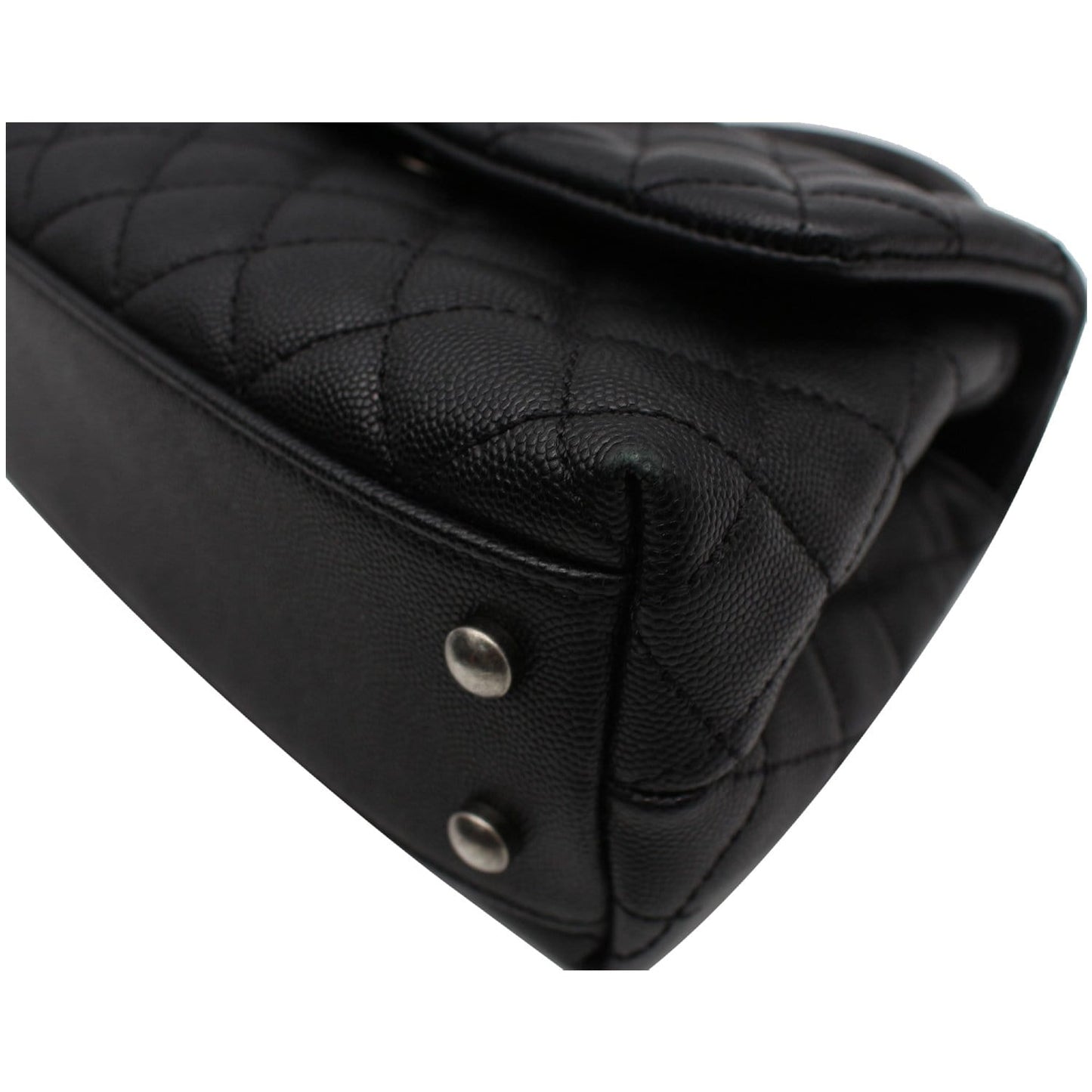CHANEL Coco Mini Top Lizard Handle Caviar Leather Shoulder Bag Black