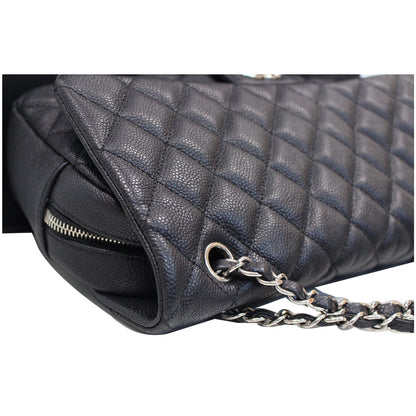 CHANEL Medium Flap Caviar Leather Shoulder Bag Black