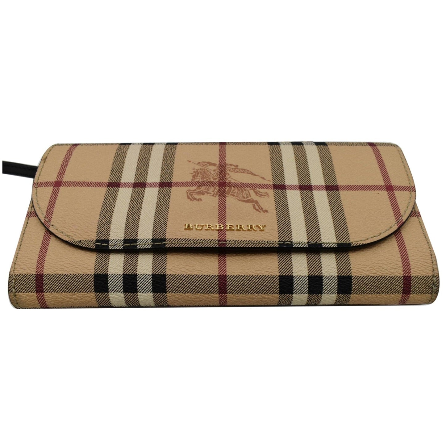 BURBERRY Henley Haymarket Check Canvas Wallet On Chain Crossbody Bag Beige