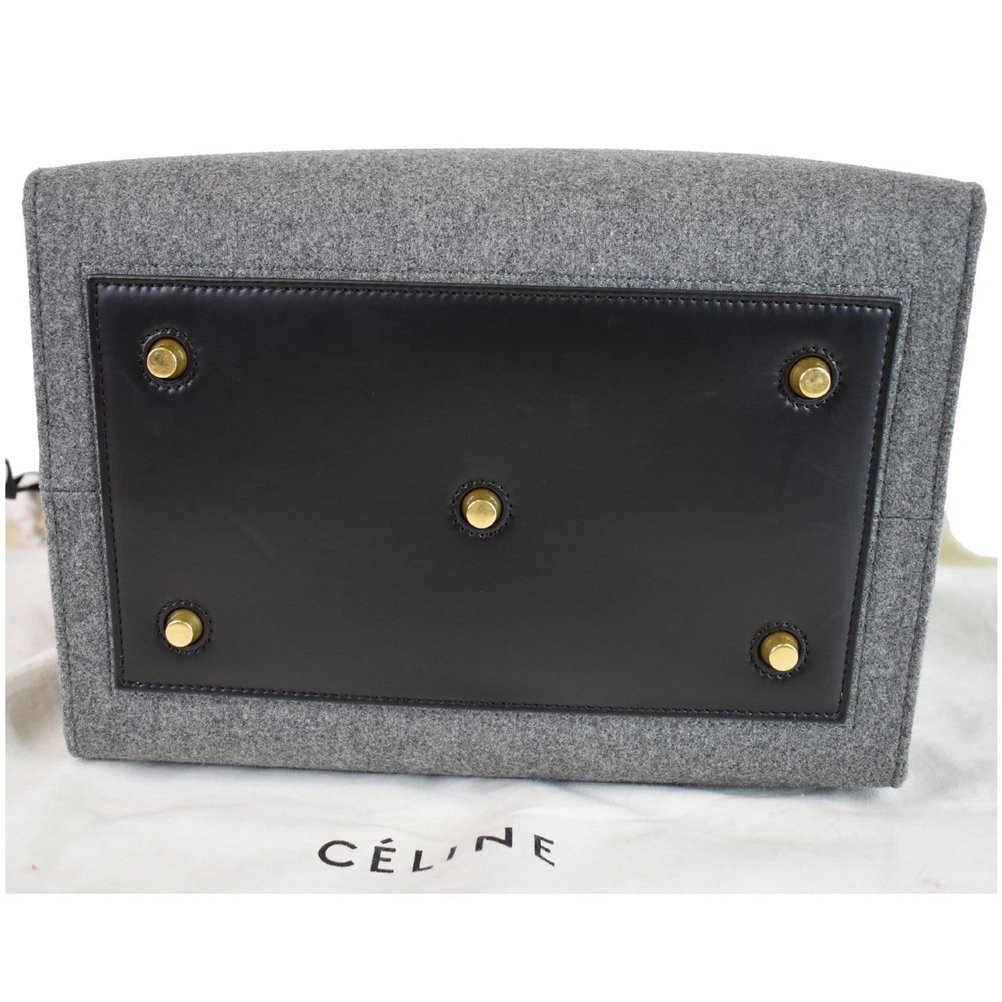 CELINE Tie Knot Felt Calfskin Tote Bag Grey/Black
