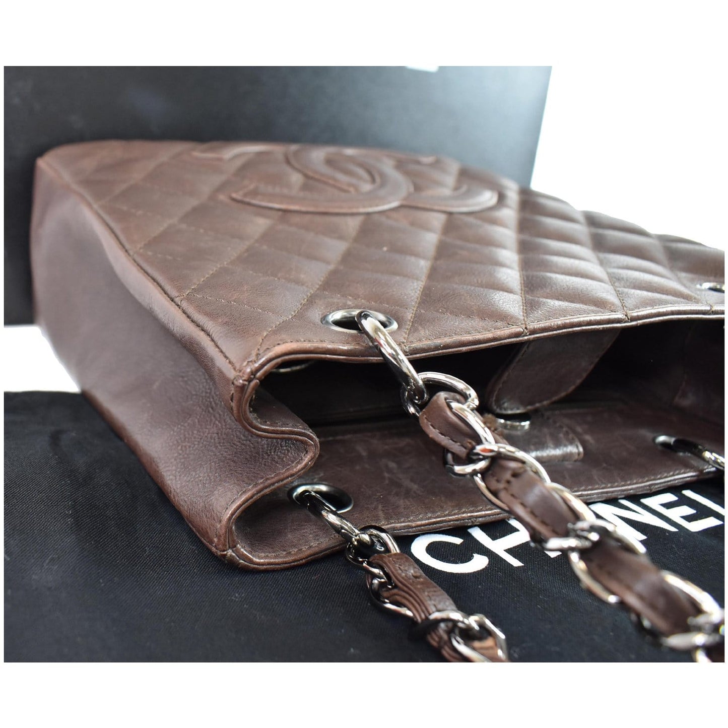 CHANEL PST Caviar Leather Petit Shopping Tote Bag Brown