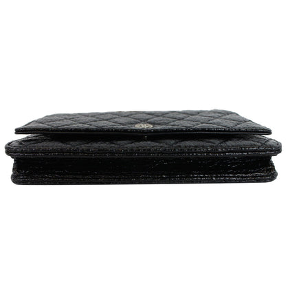 CHANEL CC Aged Lambskin Wallet on Chain WOC Crossbody Bag Black