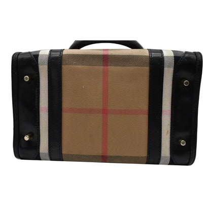 BURBERRY Boston Haymarket Check Coated Canvas Satchel Bag Brown