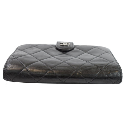 CHANEL CC Lambskin Leather Bifold Wallet Black