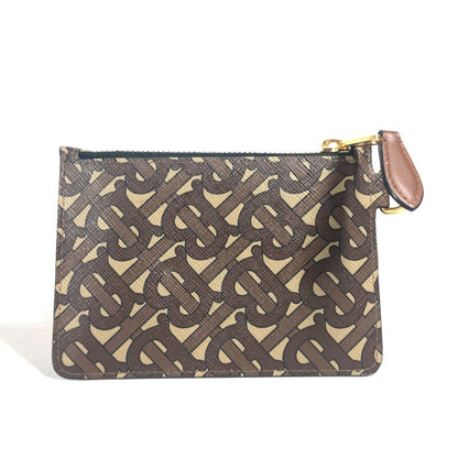 BURBERRY Pouch leather Brown TB logo Women