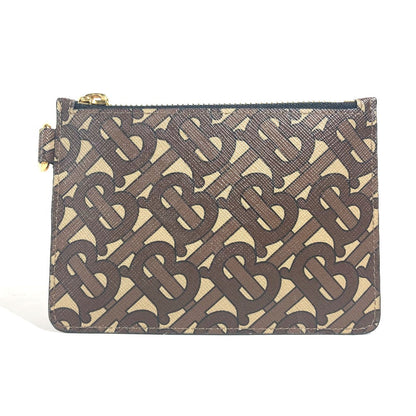 BURBERRY Pouch leather Brown TB logo Women