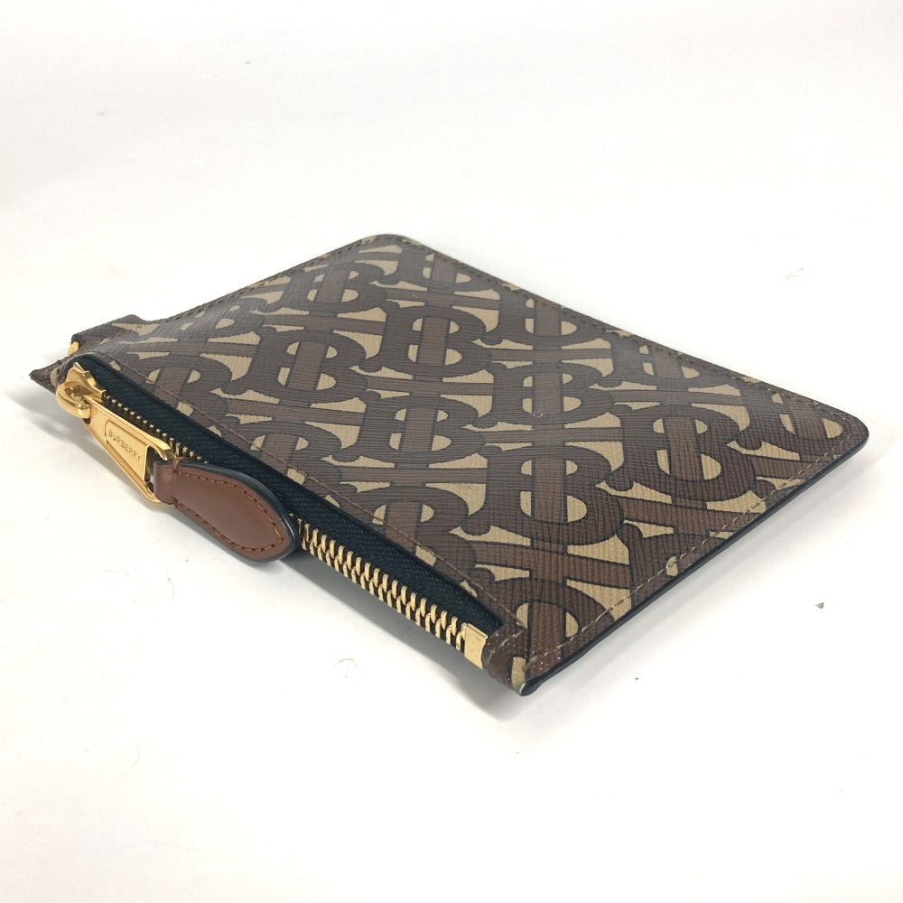 BURBERRY Pouch leather Brown TB logo Women