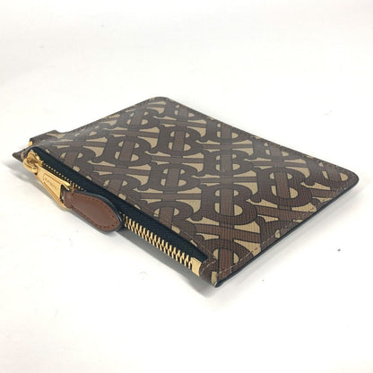 BURBERRY Pouch leather Brown TB logo Women