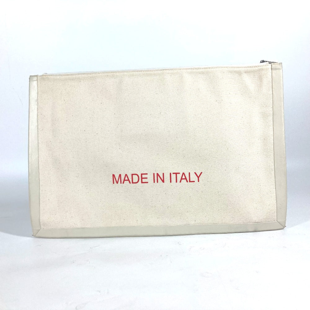 CELINE Clutch bag Leather / canvas white logo Women