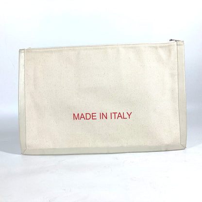 CELINE Clutch bag Leather / canvas white logo Women