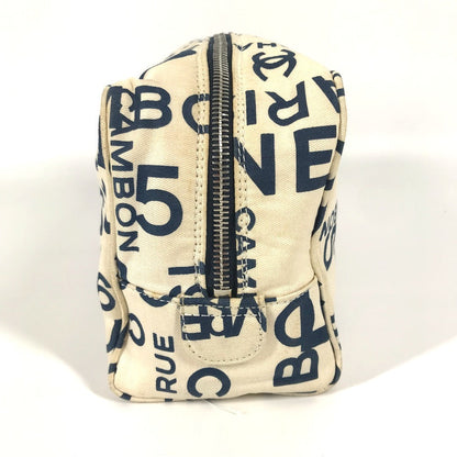 CHANEL Pouch canvas white Bysy line Pouch