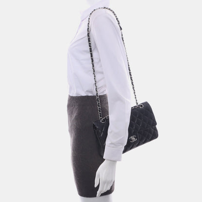 Chanel Timeless Classic Flap Medium Black Lambskin Leather Silver Hardware, 2008-2009