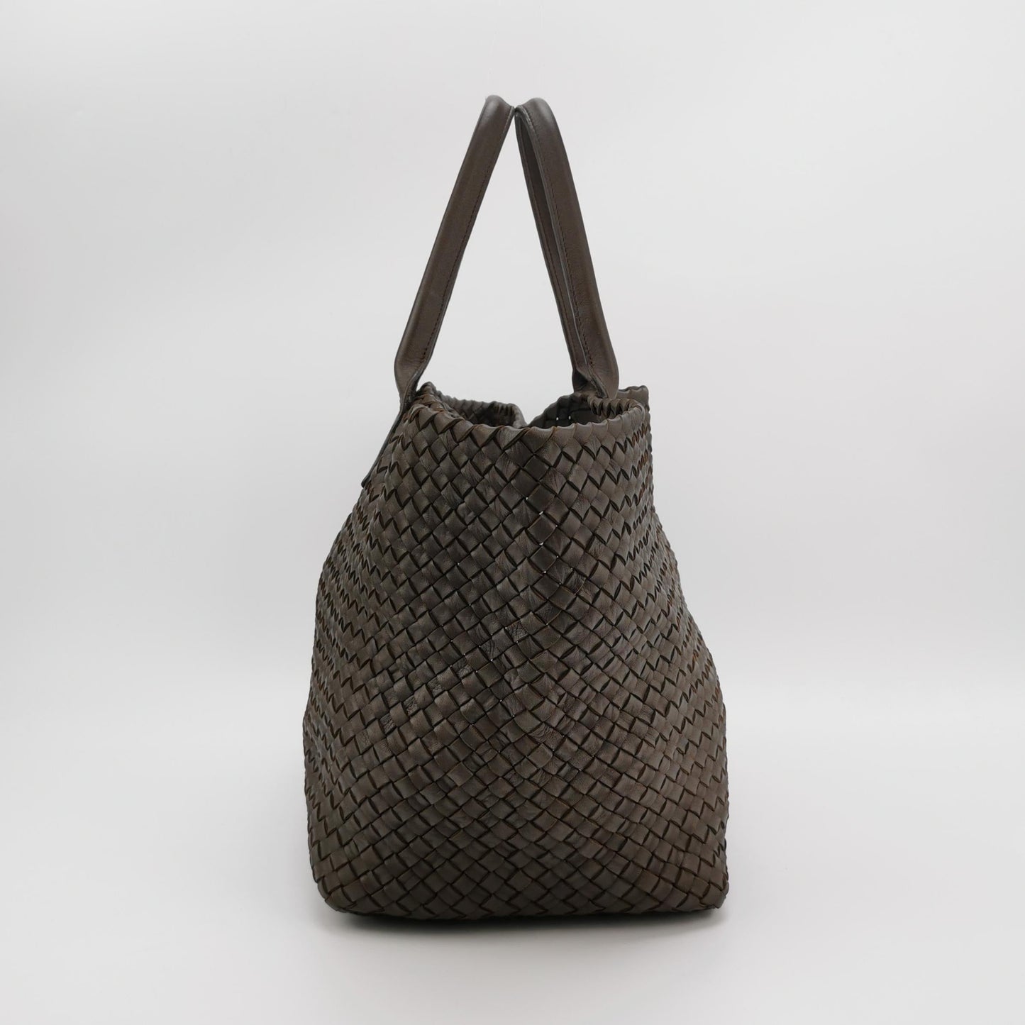 Bottega Veneta Cabat Tote Intreccio Leather Dark Chocolate Brown 45cm