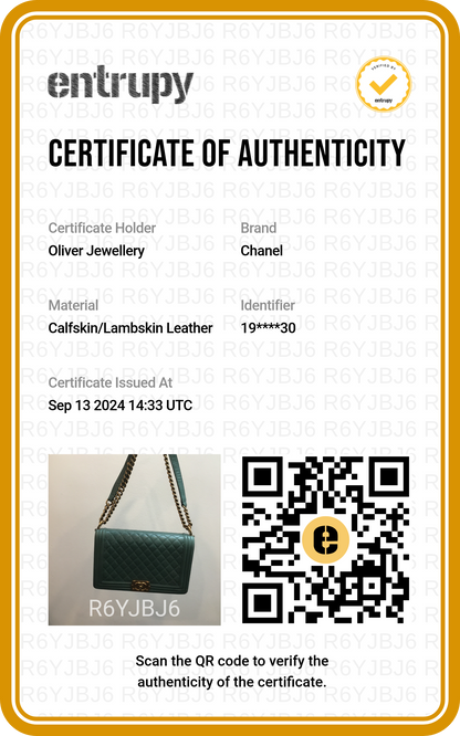 Chanel Green Quilted Lambskin Leather Large Boy Bag