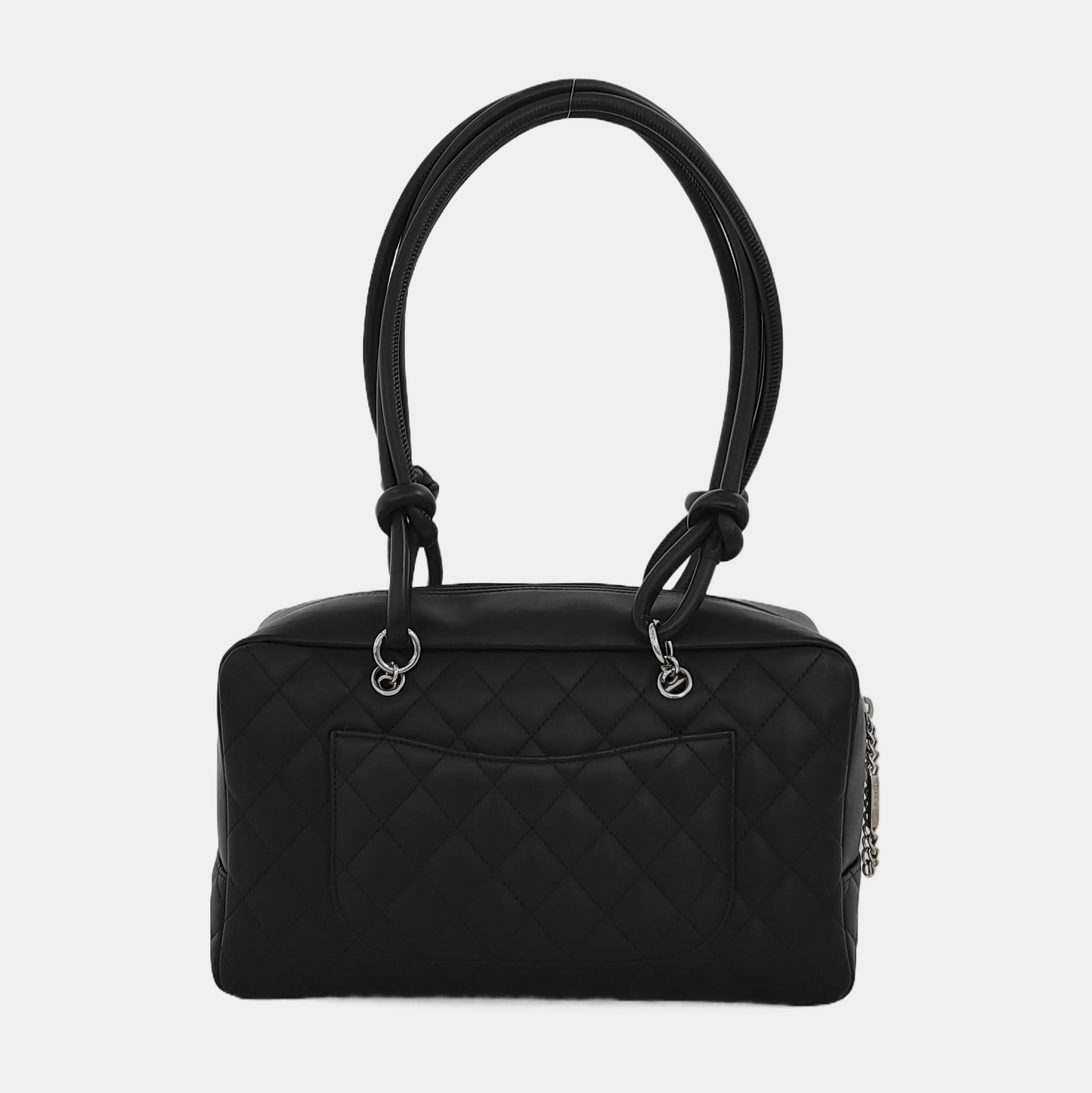 Chanel Cambon Medium Shoulder Bag Black Calfskin Leather Double Strap