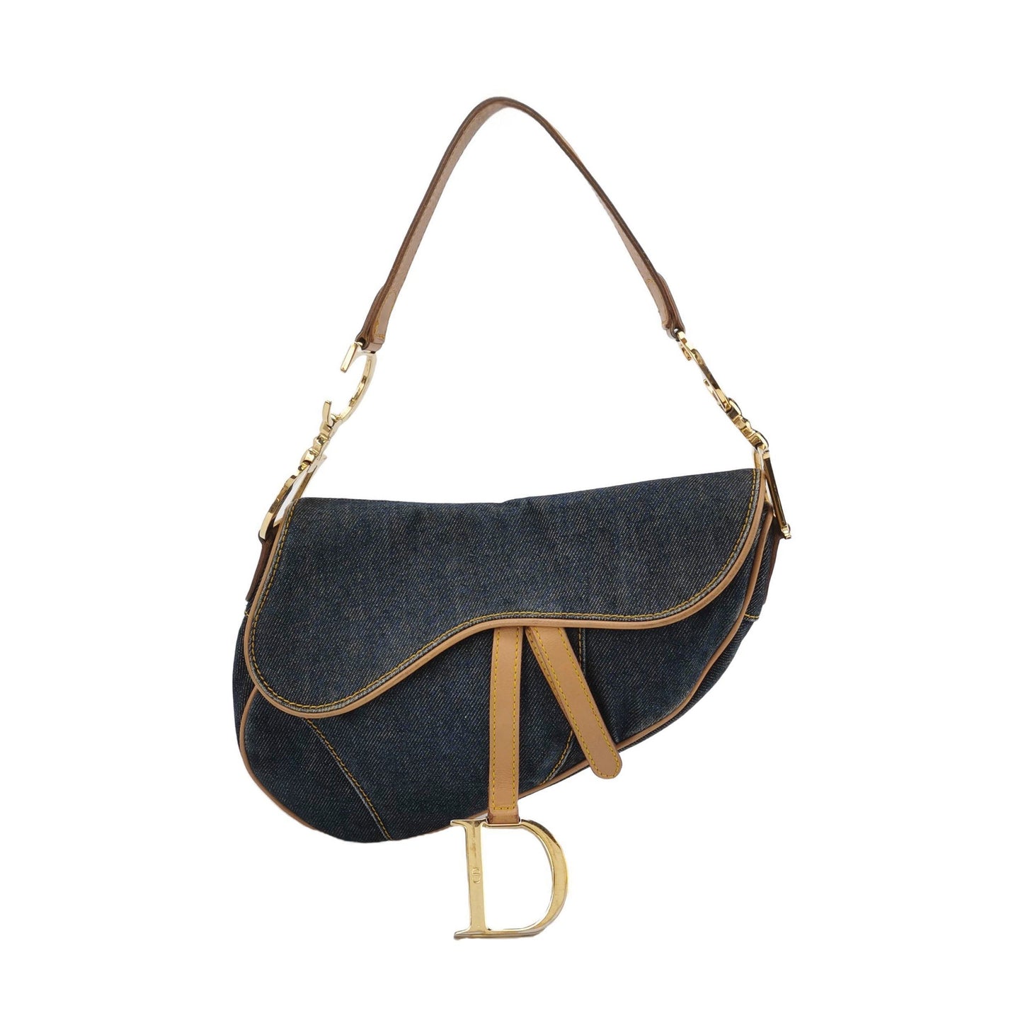 Dior Saddle Vintage Navy Denim with Silk Lining and Leather Trim