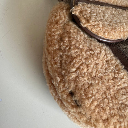 Dior Saddle Vintage Shoulder Bag Shearling Brown and While