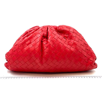 Bottega Veneta Pouch Large Intrecciato Leather Clutch Red