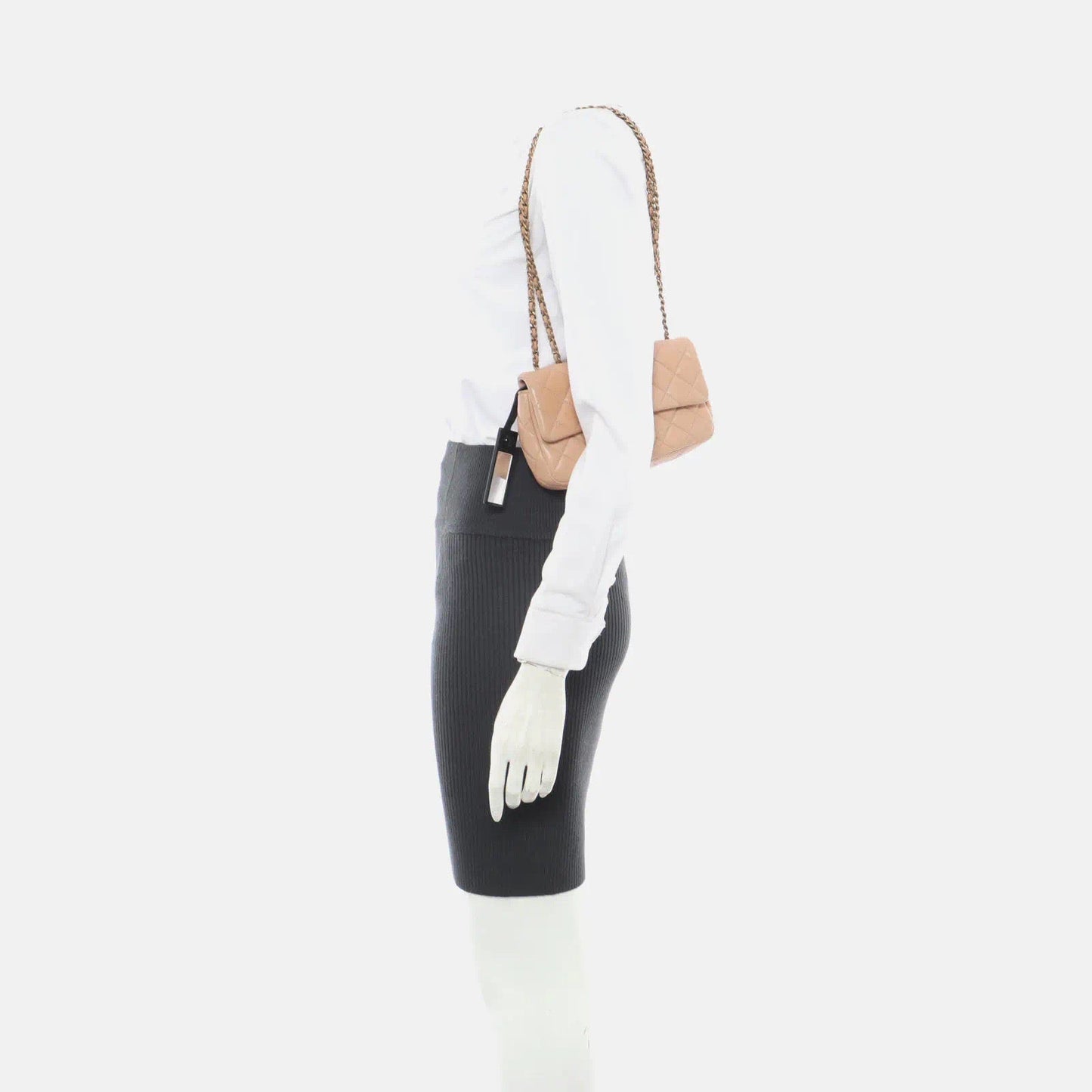 Chanel Classic Flap 2014-2015 Beige Lambskin Leather Mini Crossbody Bag