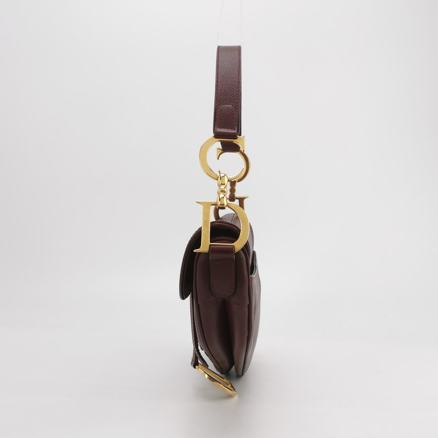 Dior Saddle Vintage Burgundy Purple Wine Calfskin Leather Gold Hardware Shoulder Bag
