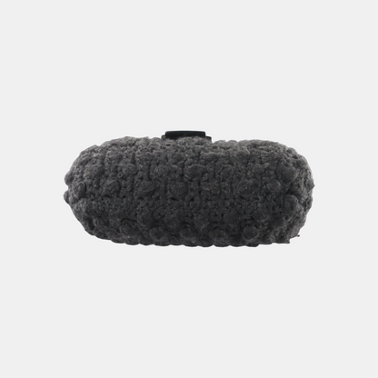 Fendi Baguette Bag Grey Crochet Knit Wool Pompom Shoulder Bag