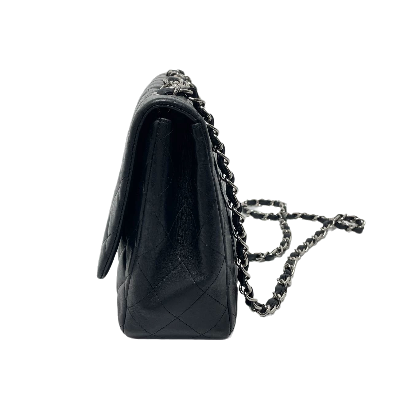 Chanel Classic Flap Jumbo Large Black Lambskin Leather with Silver hardware
