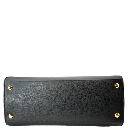 BURBERRY Title Leather Tote Bag Black