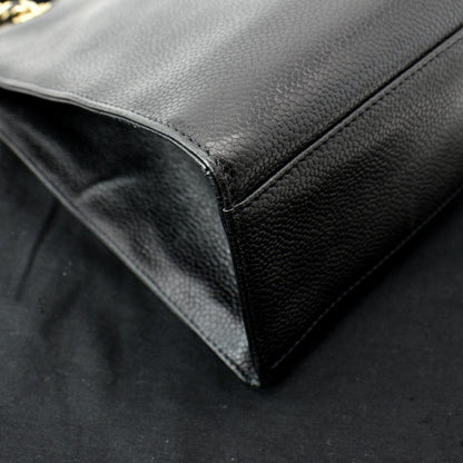 CHANEL Vintage CC Chain Caviar Leather Shopping Tote Bag Black