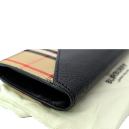 BURBERRY Vintage Check Leather Wallet Beige