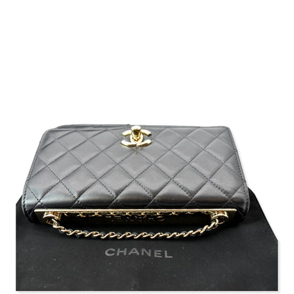 CHANEL Trendy CC Lambskin Leather Wallet On Chain Crossbody Bag Black