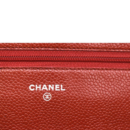 CHANEL CC WOC Caviar Leather Chain Crossbody Bag Red