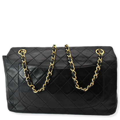 CHANEL Vintage Classic Medium Single Flap Lambskin Shoulder Bag Black